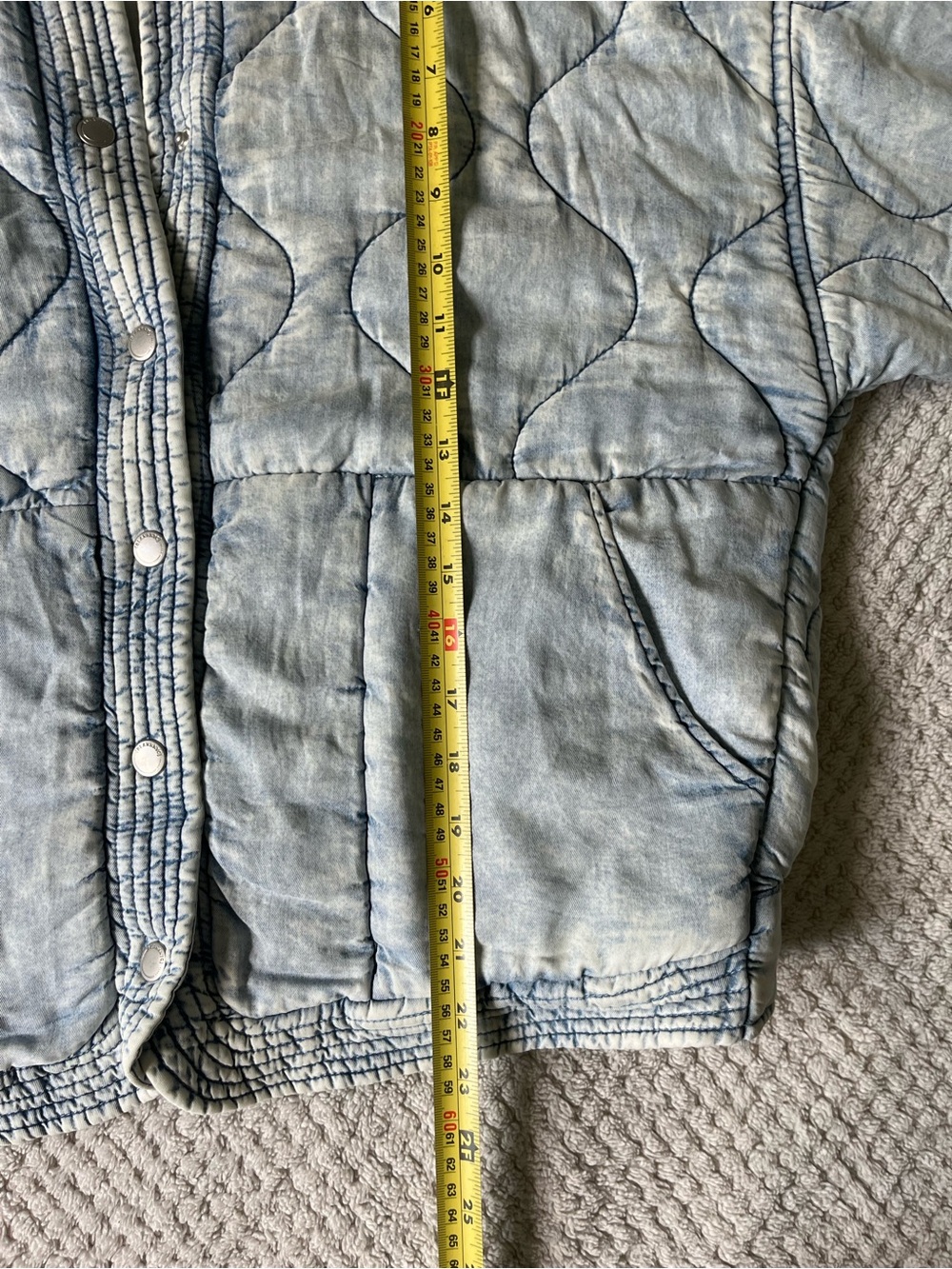 Light Gray denim wash boho Quilted Women's Jacket - Picture 14 of 14